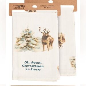 Primitives By Kathy & Annie “Oh Deer, Christmas is Near” Kitchen Towel NWT